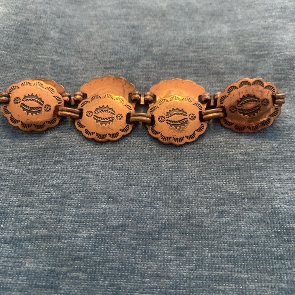 Southwestern Copper Concho Linked Bracelet - image 1